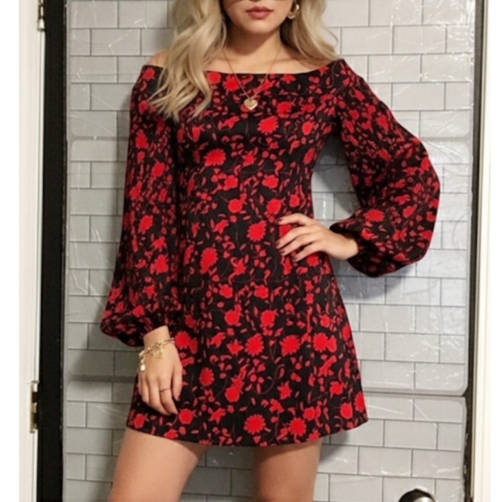 Red Black Mini dress XS  C/MEO collective New W Tags